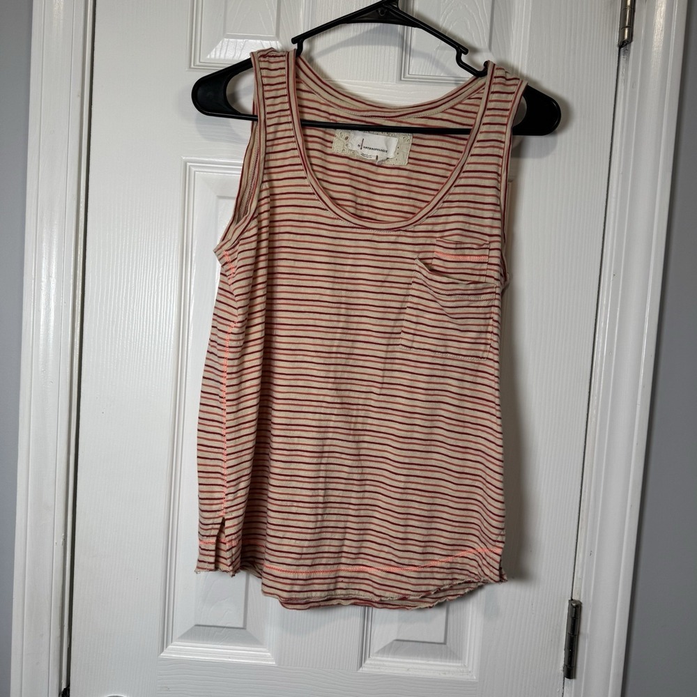 By Anthropologie Tank Top Women's Size‎ Small Red/White Striped Pockets